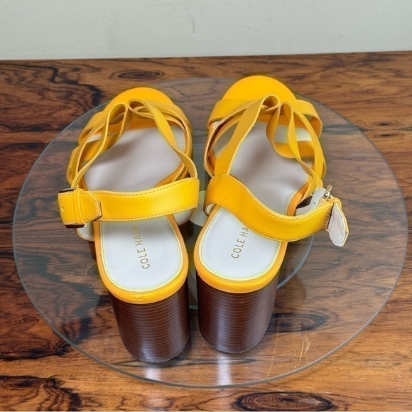 Cole Haan Jamie Block Heel Sandals Orange Leather - Picture 7 of 13